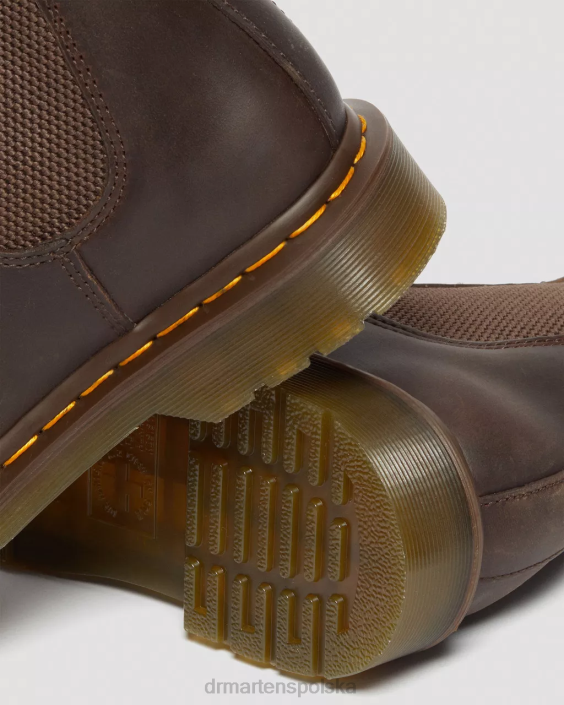 obuwie ciemnobrązowy szalony koń F28B43 Buty chelsea ze skóry Crazy Horse w kolorze żółtym ze ściegiem 2976 dla obu płci Dr. Martens