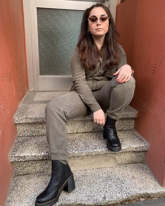 obuwie czarna przesyłka F28B35 Buty chelsea ze skóry Spence na rozszerzonym obcasie dla obu płci Dr. Martens