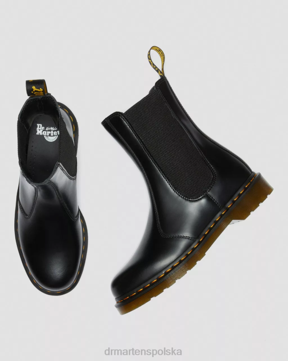 obuwie czarny gładki F28B109 2976 Hi, gładkie skórzane buty Chelsea dla obu płci Dr. Martens