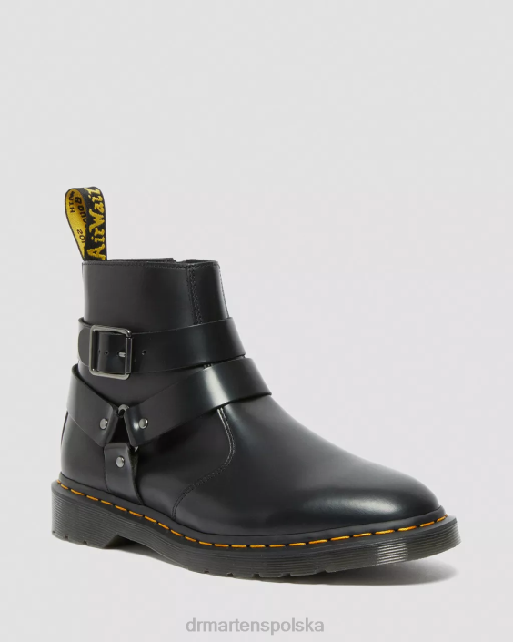 obuwie czarny polerowany gładki F28B188 Buty Chelsea ze skórzaną uprzężą Jamesa dla obu płci Dr. Martens