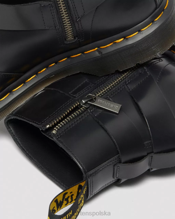 obuwie czarny polerowany gładki F28B188 Buty Chelsea ze skórzaną uprzężą Jamesa dla obu płci Dr. Martens