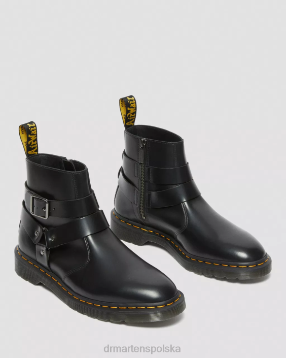 obuwie czarny polerowany gładki F28B188 Buty Chelsea ze skórzaną uprzężą Jamesa dla obu płci Dr. Martens