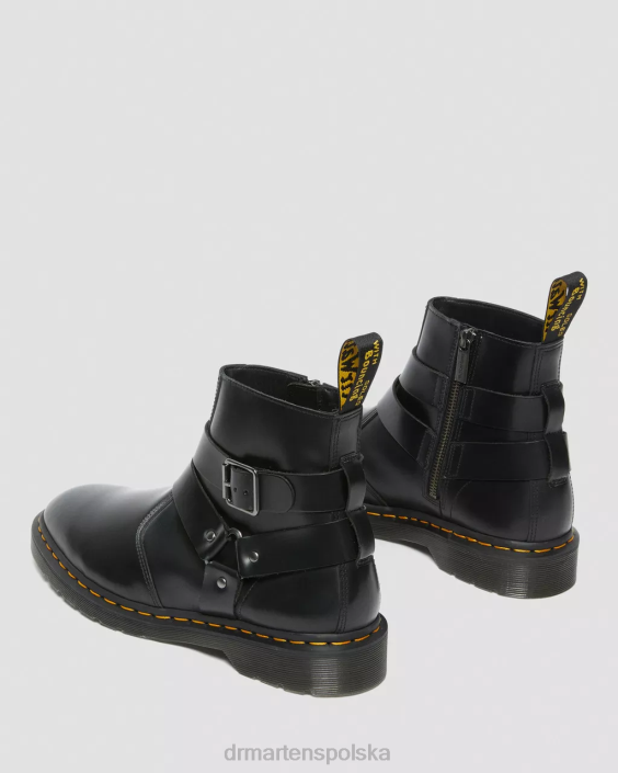 obuwie czarny polerowany gładki F28B188 Buty Chelsea ze skórzaną uprzężą Jamesa dla obu płci Dr. Martens