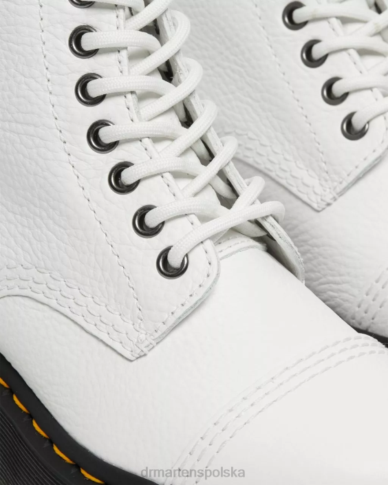 obuwie biała mielona nappa F28B211 Buty na platformie z frezowanej skóry nappa Sinclair dla obu płci Dr. Martens