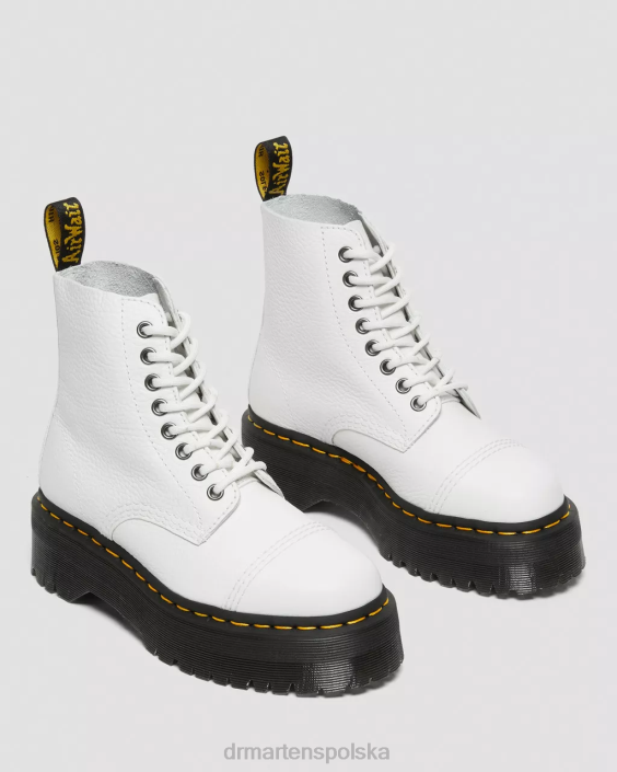 obuwie biała mielona nappa F28B211 Buty na platformie z frezowanej skóry nappa Sinclair dla obu płci Dr. Martens