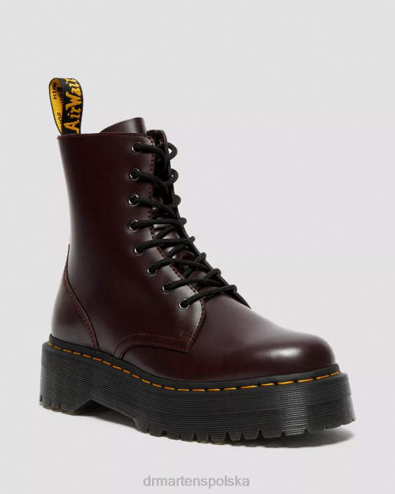 obuwie bordowy gładki F28B91 Platformy z gładkiej skóry jadon boot dla obu płci Dr. Martens