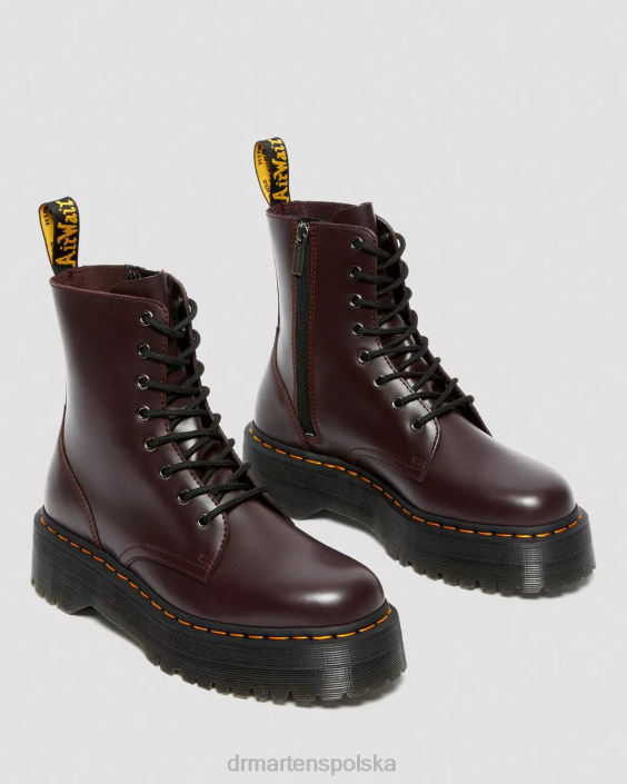 obuwie bordowy gładki F28B91 Platformy z gładkiej skóry jadon boot dla obu płci Dr. Martens