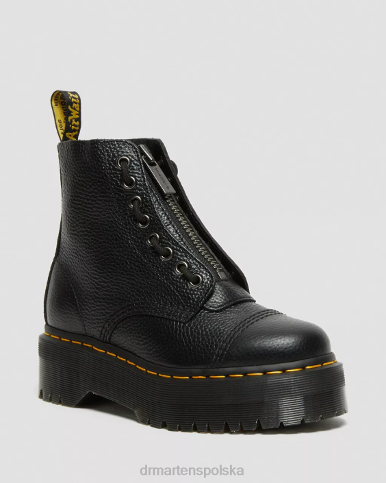 obuwie czarna mielona nappa F28B208 Buty na platformie z frezowanej skóry nappa Sinclair dla obu płci Dr. Martens