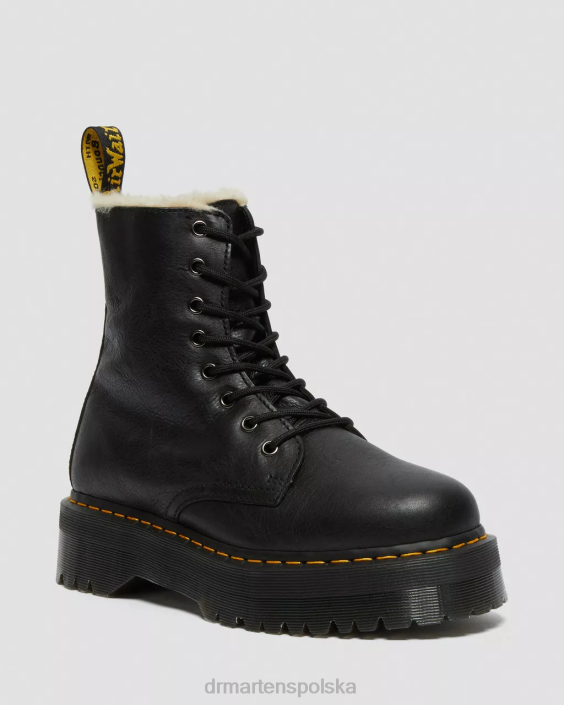 obuwie czarna pisa F28B207 Platformy z wyściółką ze sztucznego futra jadon dla obu płci Dr. Martens
