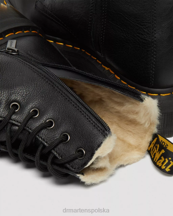 obuwie czarna pisa F28B207 Platformy z wyściółką ze sztucznego futra jadon dla obu płci Dr. Martens