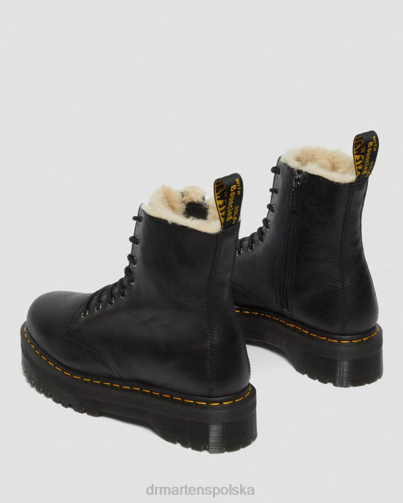 obuwie czarna pisa F28B207 Platformy z wyściółką ze sztucznego futra jadon dla obu płci Dr. Martens