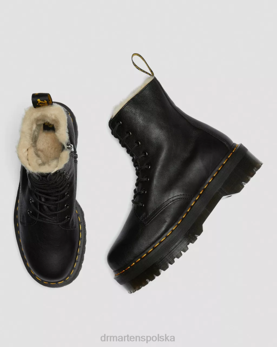 obuwie czarna pisa F28B207 Platformy z wyściółką ze sztucznego futra jadon dla obu płci Dr. Martens