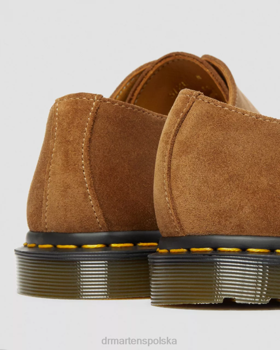 obuwie ciemnobrązowy zamsz cielęcy repello mb F28B333 Archie II, wykonane w Anglii zamszowe buty oxford dla obu płci Dr. Martens