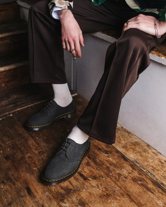 obuwie czarny F28B331 1461 wykonane w Anglii buty oxford ze skóry nubukowej dla obu płci Dr. Martens