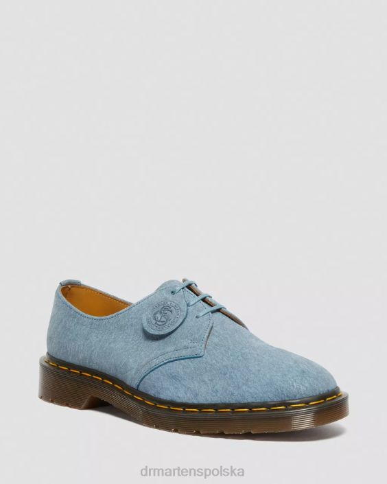 obuwie niebieski F28B325 1461 wykonane w Anglii buty oxford ze skóry nubukowej dla obu płci Dr. Martens