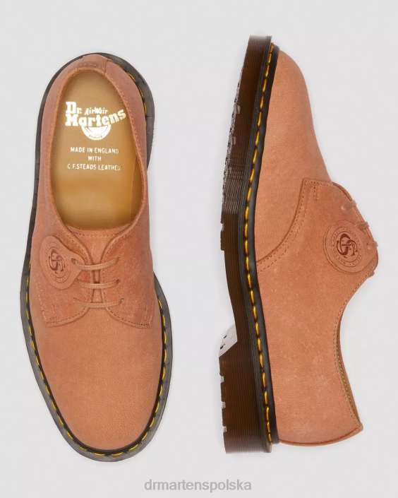 obuwie różowy F28B320 1461 wykonane w Anglii buty oxford ze skóry nubukowej dla obu płci Dr. Martens