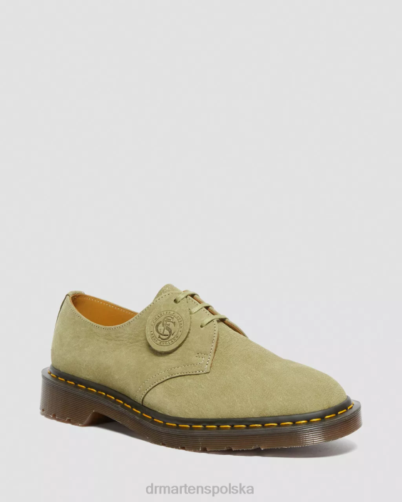 obuwie zielony F28B321 1461 wykonane w Anglii buty oxford ze skóry nubukowej dla obu płci Dr. Martens