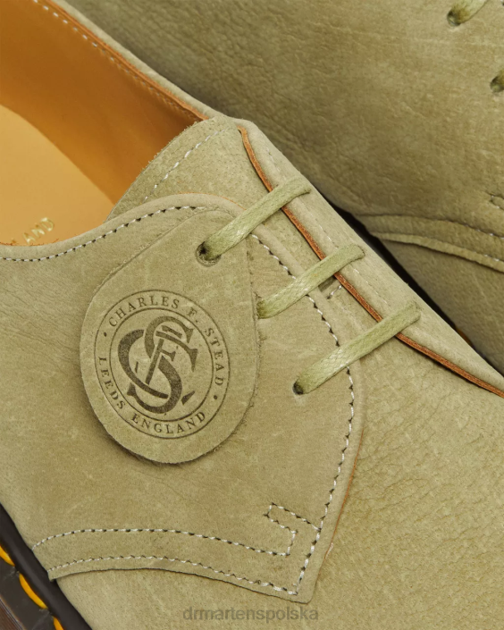 obuwie zielony F28B321 1461 wykonane w Anglii buty oxford ze skóry nubukowej dla obu płci Dr. Martens