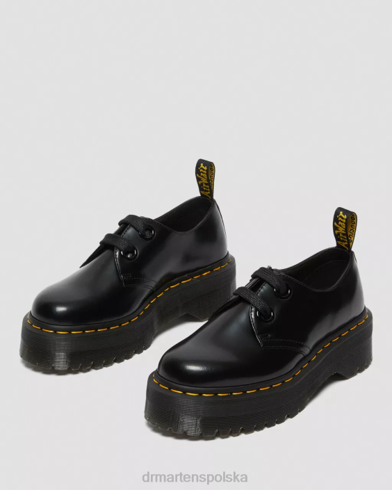 obuwie czarne masło F28B227 skórzane buty na platformie Holly dla obu płci Dr. Martens