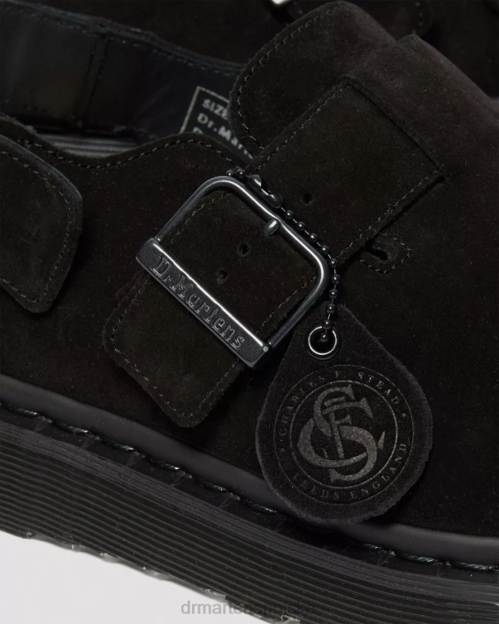 obuwie czarny F28B343 jorge wykonane w Anglii zamszowe pantofle dla obu płci Dr. Martens