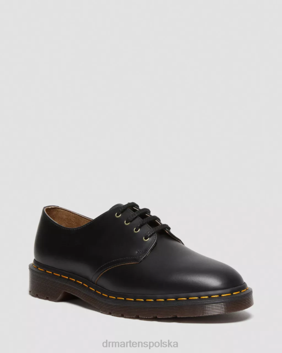 obuwie czarny vintage gładki F28B332 Eleganckie buty Smiths w stylu vintage z gładkiej skóry dla obu płci Dr. Martens
