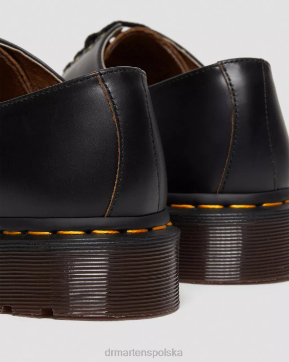 obuwie czarny vintage gładki F28B332 Eleganckie buty Smiths w stylu vintage z gładkiej skóry dla obu płci Dr. Martens