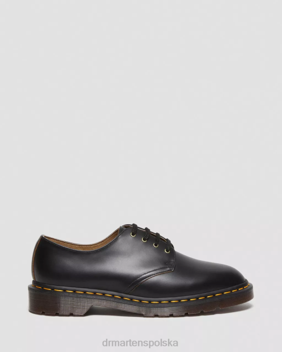 obuwie czarny vintage gładki F28B332 Eleganckie buty Smiths w stylu vintage z gładkiej skóry dla obu płci Dr. Martens