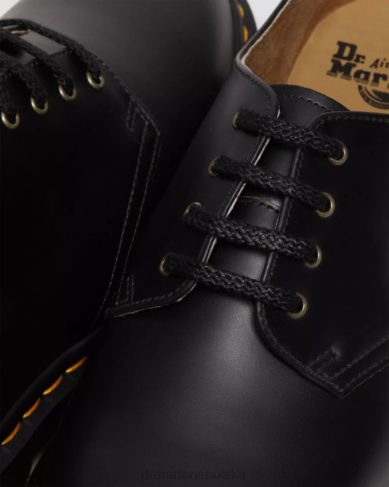 obuwie czarny vintage gładki F28B332 Eleganckie buty Smiths w stylu vintage z gładkiej skóry dla obu płci Dr. Martens