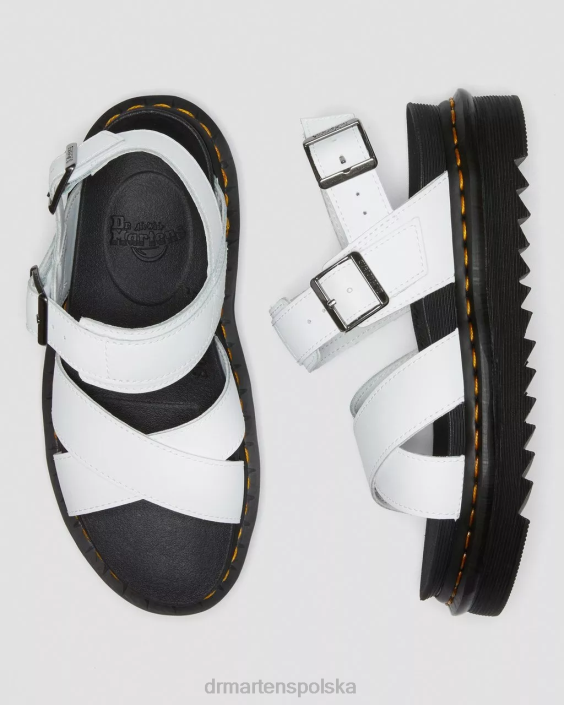 obuwie biała woda F28B254 Sandały Voss II ze skórzanym paskiem dla obu płci Dr. Martens