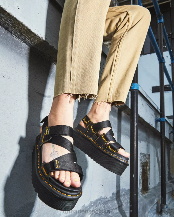 obuwie czarna woda F28B269 Sandały na platformie z paskiem i paskiem z logo Kimber dla obu płci Dr. Martens
