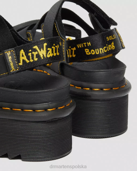 obuwie czarna woda F28B269 Sandały na platformie z paskiem i paskiem z logo Kimber dla obu płci Dr. Martens