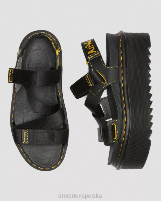 obuwie czarna woda F28B269 Sandały na platformie z paskiem i paskiem z logo Kimber dla obu płci Dr. Martens