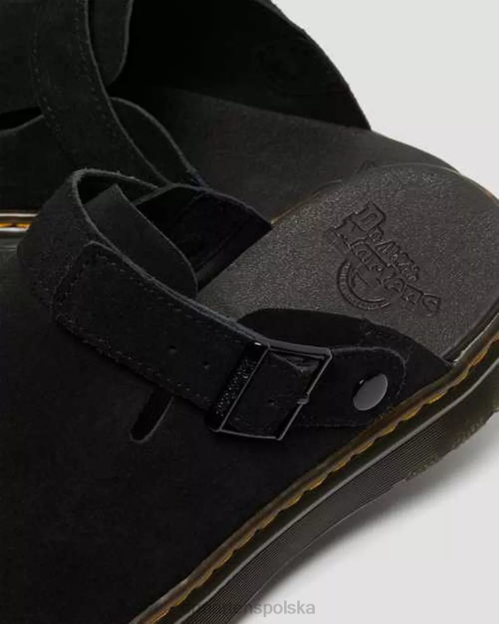 obuwie czarny e.h.zamsz F28B349 Zamszowe klapki marki Carlson na co dzień dla obu płci Dr. Martens