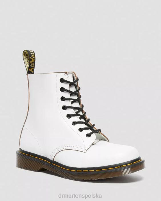 obuwie biały quilon F28B121 Sznurowane buty vintage 1460, wyprodukowane w Anglii dla obu płci Dr. Martens