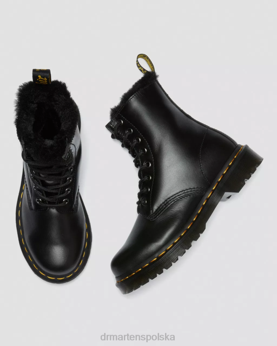 obuwie ciemnoszary atlas F28B202 1460 Serena Sznurowane buty z wyściółką ze sztucznego futra dla obu płci Dr. Martens