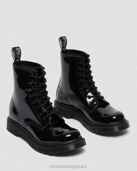 obuwie czarna lampa Lucido i patentowa F28B125 Sznurowane buty ze skóry lakierowanej 1460 mono dla obu płci Dr. Martens