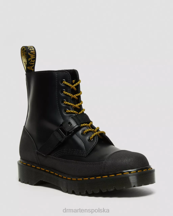 obuwie czarny gładki i podwójny oryginał F28B147 Skórzane sznurowane buty 1460 bex tech made in England dla obu płci Dr. Martens