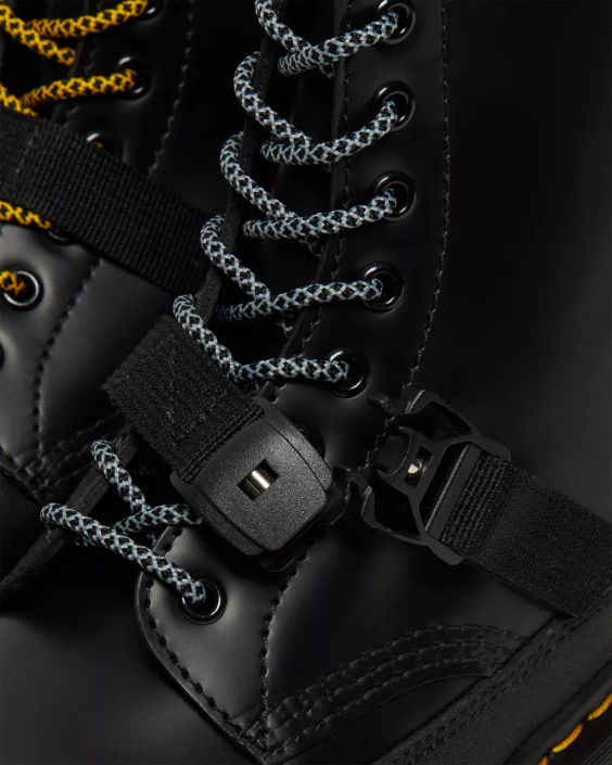 obuwie czarny gładki i podwójny oryginał F28B147 Skórzane sznurowane buty 1460 bex tech made in England dla obu płci Dr. Martens