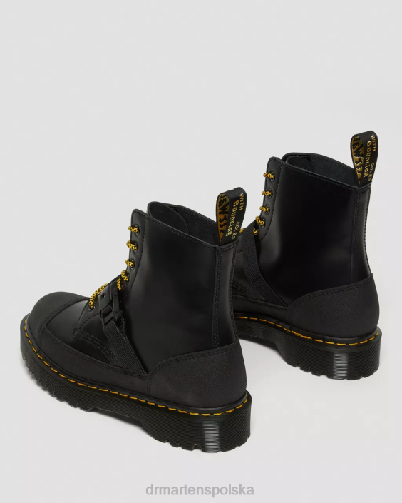 obuwie czarny gładki i podwójny oryginał F28B147 Skórzane sznurowane buty 1460 bex tech made in England dla obu płci Dr. Martens
