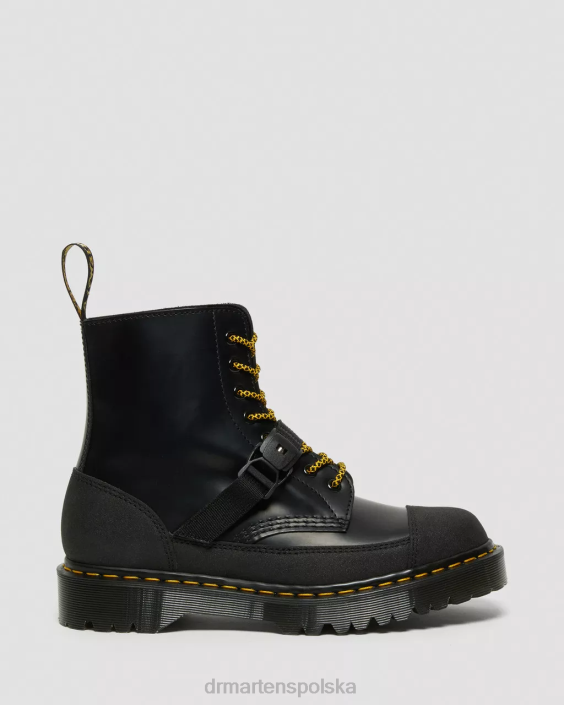 obuwie czarny gładki i podwójny oryginał F28B147 Skórzane sznurowane buty 1460 bex tech made in England dla obu płci Dr. Martens