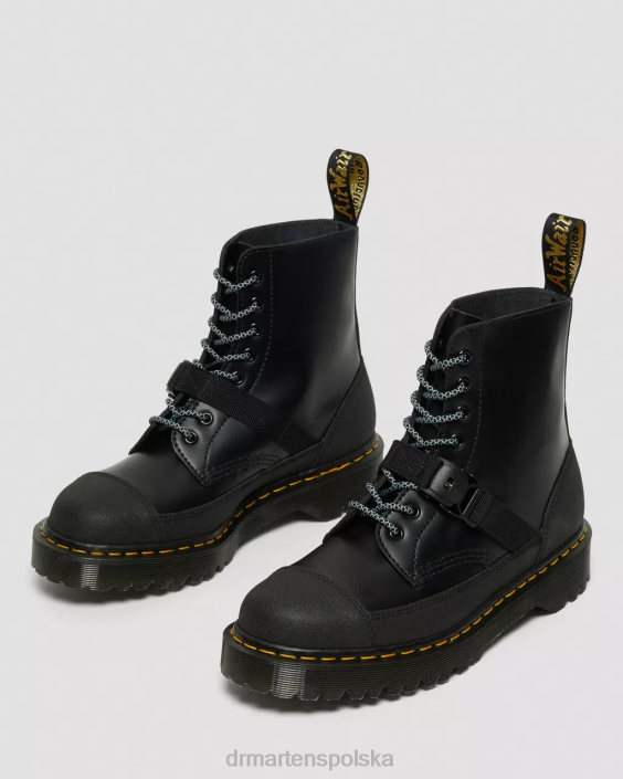obuwie czarny gładki i podwójny oryginał F28B147 Skórzane sznurowane buty 1460 bex tech made in England dla obu płci Dr. Martens