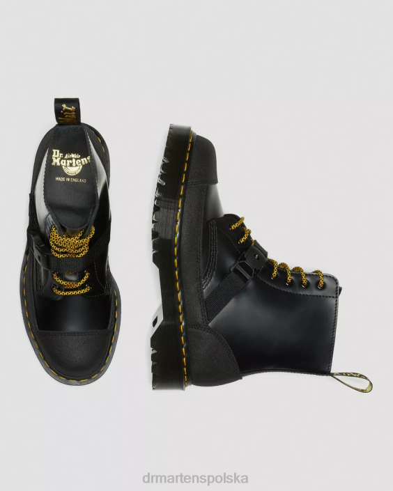 obuwie czarny gładki i podwójny oryginał F28B147 Skórzane sznurowane buty 1460 bex tech made in England dla obu płci Dr. Martens