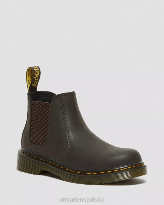 obuwie ciemnobrązowy lamper z dzikiego konia F28B431 Buty Chelsea Junior 2976 Wildhorse Dzieci Dr. Martens