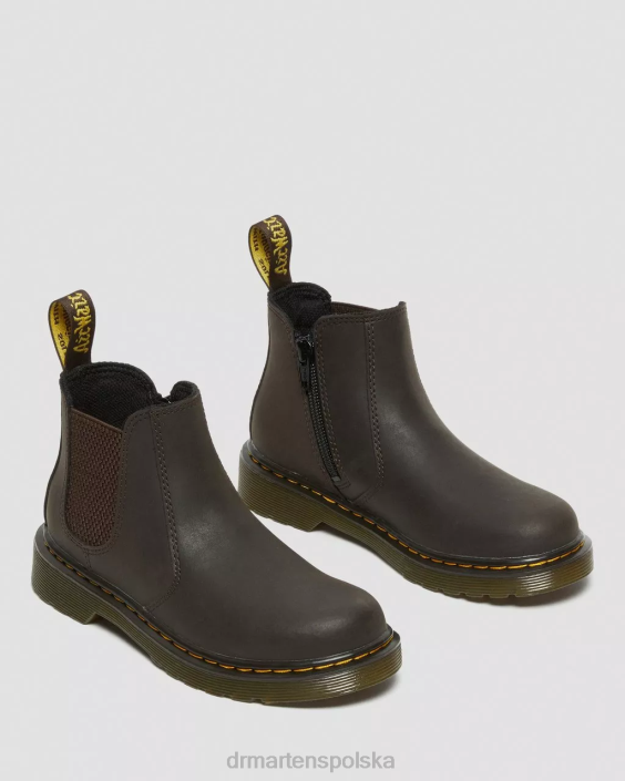 obuwie ciemnobrązowy lamper z dzikiego konia F28B431 Buty Chelsea Junior 2976 Wildhorse Dzieci Dr. Martens