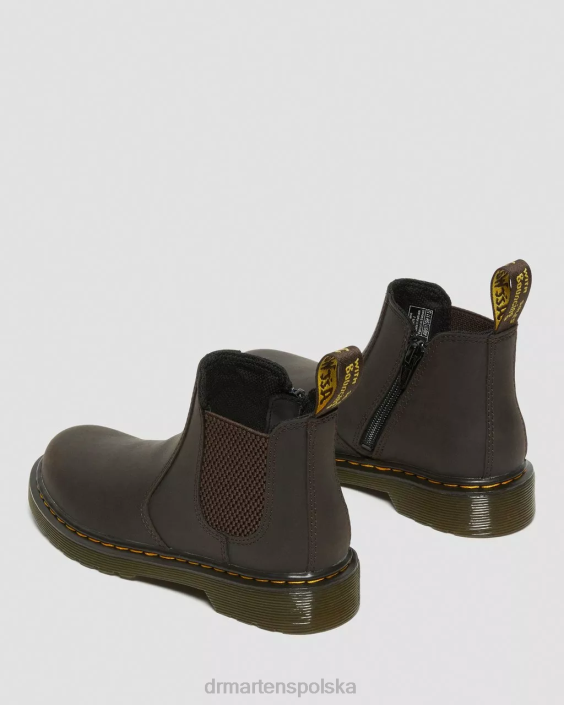 obuwie ciemnobrązowy lamper z dzikiego konia F28B431 Buty Chelsea Junior 2976 Wildhorse Dzieci Dr. Martens