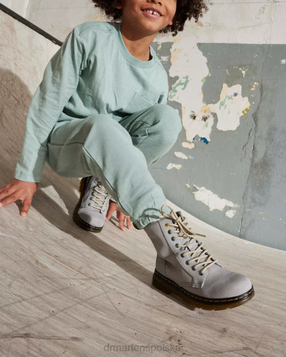 obuwie średnioszary, wyjątkowo wytrzymały i gumowaty F28B442 junior Combs, wyjątkowo wytrzymałe, codzienne buty z poliestru Dzieci Dr. Martens