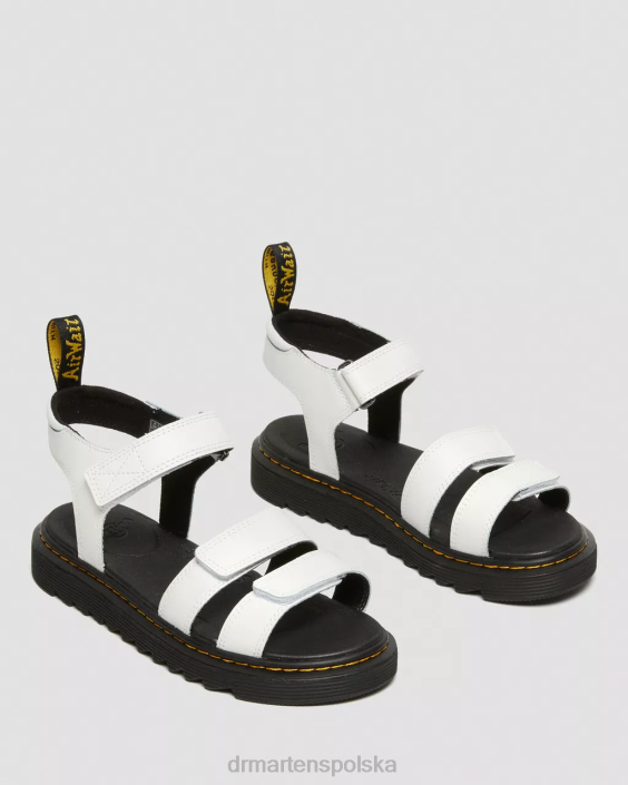 obuwie biały t lamper F28B463 Młodzieżowe sandały ze skórzanym paskiem Klaire Dzieci Dr. Martens