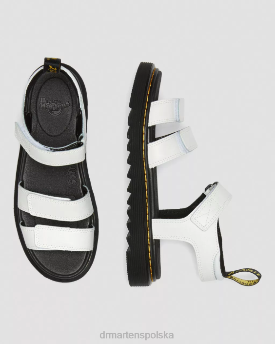 obuwie biały t lamper F28B463 Młodzieżowe sandały ze skórzanym paskiem Klaire Dzieci Dr. Martens