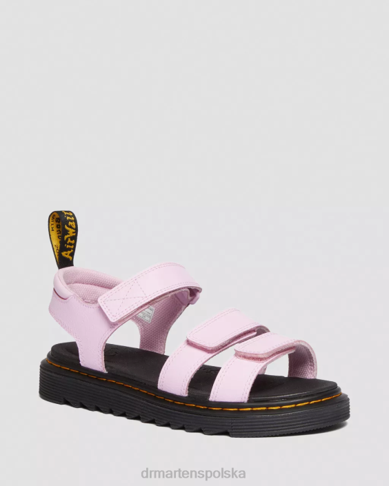 obuwie jasnoróżowa Atena F28B460 Młodzieżowe sandały ze skórzanym paskiem Klaire Athena Dzieci Dr. Martens