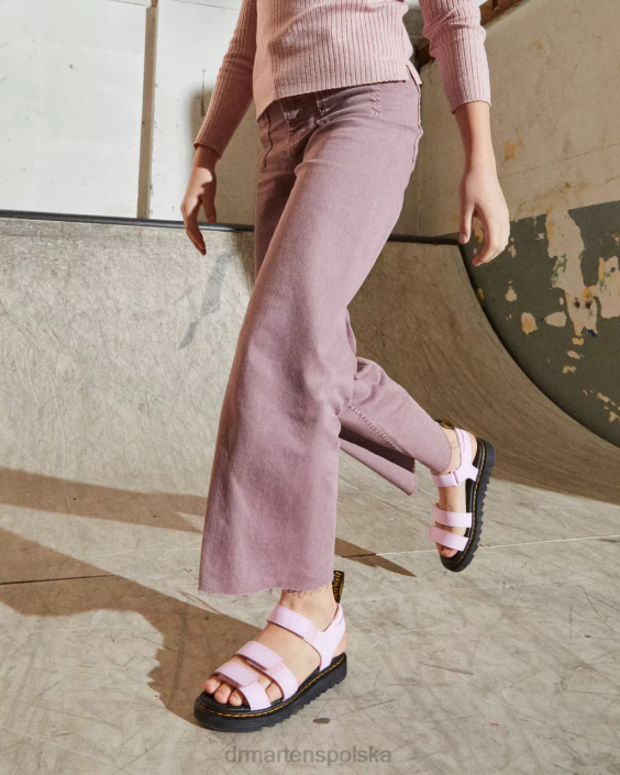 obuwie jasnoróżowa Atena F28B460 Młodzieżowe sandały ze skórzanym paskiem Klaire Athena Dzieci Dr. Martens